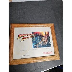 Disneyland 1995 Indiana Jones Adventure Certificate Framed